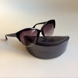 Alexander McQueen Shiny Black Cat Eye Sunglasses